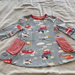 Mini Boden Light Blue Dress with Red Trim